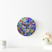 Whimsical Uil Met Saffier Ogen Ronde Klok (Huis)