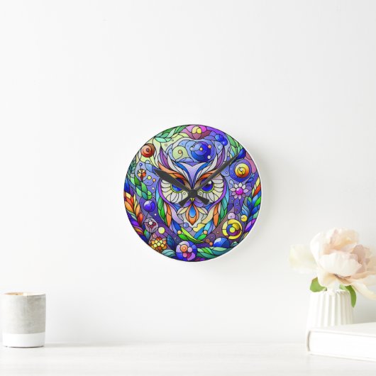 Whimsical Uil Met Saffier Ogen Ronde Klok (Huis)