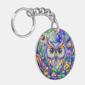 Whimsical Uil Met Saffier Ogen Sleutelhanger (Voorkant Links)