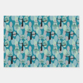 Whimsical Uil Modern Retro Woodland Blauwgroen Bla Inpakpapier Vel (Voorkant 2)