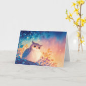 Whimsical Uil Onder een Sterrenhemel Kaart (Gele Bloem)