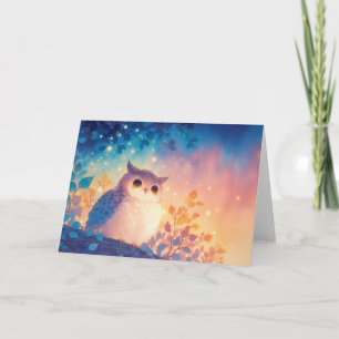 Whimsical Uil Onder een Sterrenhemel Kaart