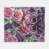 Whimsical Uil op bloeiende tak roze blauw Fleece Deken (Voorkant (Horizontaal))