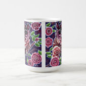 Whimsical Uil op bloeiende tak roze blauw Koffiemok (Center)