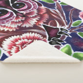 Whimsical Uil op bloeiende tak roze blauw Sherpa Deken (3/4)