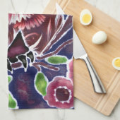 Whimsical Uil op bloeiende tak roze blauw Theedoek (Quarter Fold)