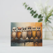 Whimsical Uil op Tak Briefkaart (Staand voorkant)