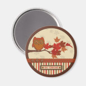 Whimsical Uil op tak Thanksgiving Magneet (Voorkant / Achterkant)