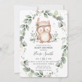 Whimsical Uil Rustiek Groen Neutraal Baby shower Kaart (Voorkant)