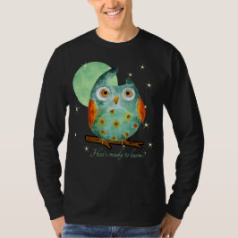 Whimsical Uil Waterverf Stijl Naam School op Terug T-shirt