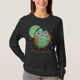Whimsical Uil Waterverf Stijl Naam School op Terug T-shirt