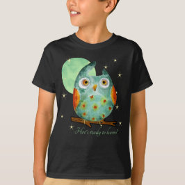 Whimsical Uil Waterverf Stijl Naam School op Terug T-shirt