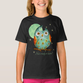 Whimsical Uil Waterverf Stijl Naam School op Terug T-shirt