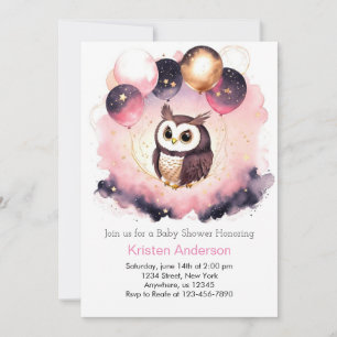 Whimsical Uil Woodland Adventure Meisje Baby showe Kaart