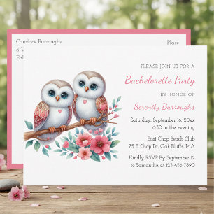 Whimsical Uilen Koppel Bos Bruidsfeest Uitnodiging Briefkaart