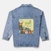 Whimsical Uilen - Liefde Met UIL Uw HART Denim Jacket (Achterkant)