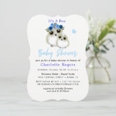Whimsical Uilen Schattigee Baby Boy Shower Kaart (Staand voorkant)