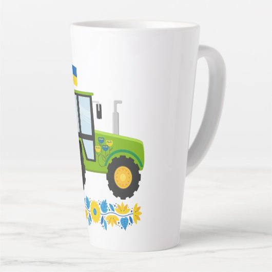 Whimsical Ukraine Tractor Latte Mok (Rechterhoek)