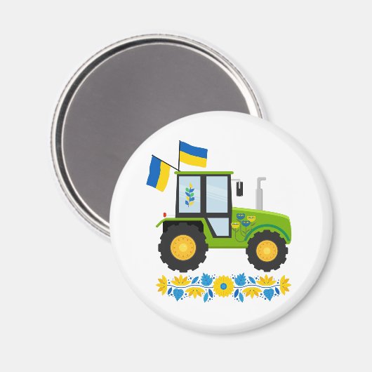 Whimsical Ukraine Tractor Magneet (Voorkant / Achterkant)
