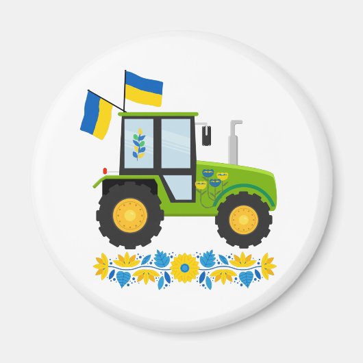 Whimsical Ukraine Tractor Magneet (Voorkant)