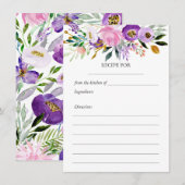 Whimsical Ultraviolet Gold Pink Floral Recipe Kaar (Voorkant / Achterkant)
