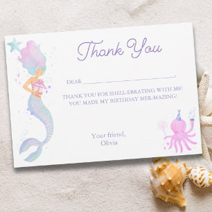 Whimsical Under the Sea Zeemeermin Bedankkaart