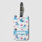 Whimsical under the Zee Pirate Nautical Thema Kind Bagagelabel (Voorkant (verticaal))