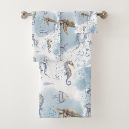 Whimsical Underwater World – Sea Creatures Pattern Bad Handdoek (Insitu)
