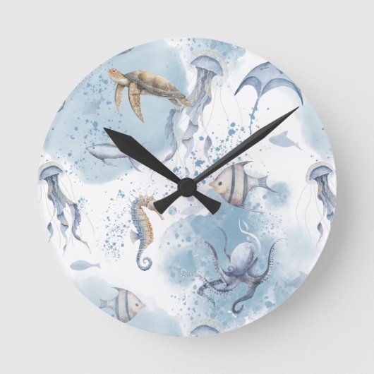 Whimsical Underwater World – Sea Creatures Pattern Ronde Klok (Voorkant)