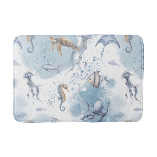 Whimsical Underwater World - Zee Creatures Pattern Badmat (Voorkant)