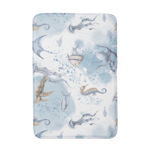 Whimsical Underwater World - Zee Creatures Pattern Badmat (Voorkant Verticaal)