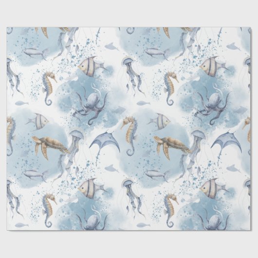 Whimsical Underwater World - Zee Creatures Pattern Cadeaupapier (Vlak)