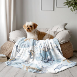 Whimsical Underwater World - Zee Creatures Pattern Fleece Deken