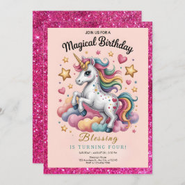 Whimsical Unicorn 4th Birthday Kaart