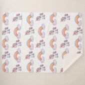 Whimsical unicorn and rainbow Sherpa Blanket Sherpa Deken (Voorkant (horizontaal))