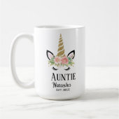 Whimsical unicorn Auntie,zwangerschapsaankondiging Koffiemok (Links)