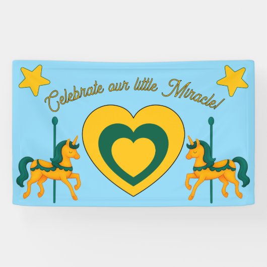 Whimsical Unicorn Baby shower/hart/sterren Spandoek (Horizontaal)