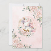 Whimsical Unicorn Blush Roze Bloemen 1e Verjaardag Kaart (Achterkant)