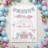Whimsical Unicorn Castle Birthday  Invitation Kaart