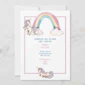 Whimsical Unicorn Castle Birthday  Invitation Kaart (Achterkant)