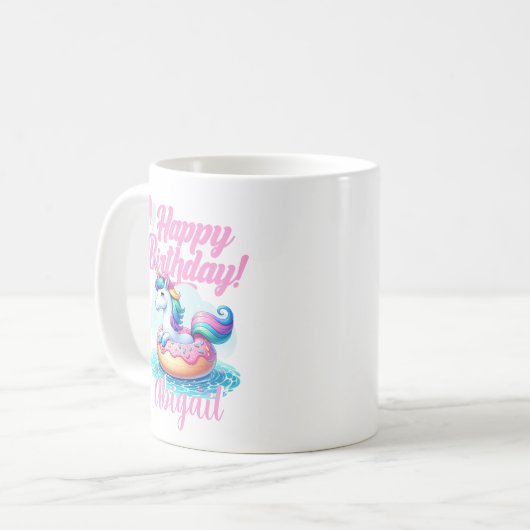 Whimsical Unicorn Donut Schattige Rainbow Pool Par Koffiemok (Voorkant links)