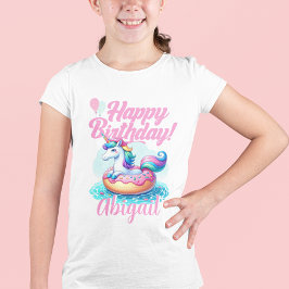 Whimsical Unicorn Donut Schattige Rainbow Pool Par T-shirt