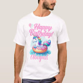 Whimsical Unicorn Donut Schattige Rainbow Pool Par T-shirt (Voorkant)