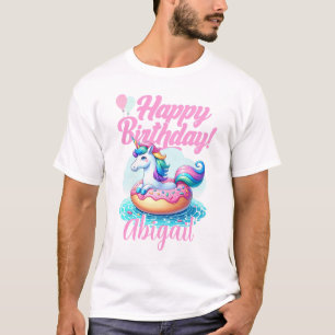 Whimsical Unicorn Donut Schattige Rainbow Pool Par T-shirt