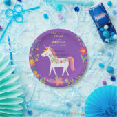 Whimsical Unicorn & Flowers Uitnodiging Papieren Bordje (Feest)