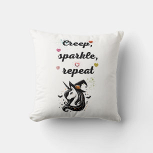 Whimsical Unicorn Line Art - "Creeper, Sparkle, Re Kussen