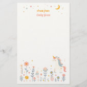 Whimsical Unicorn Night Garden Stationery Briefpapier (Voorkant)