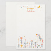 Whimsical Unicorn Night Garden Stationery Briefpapier (Voorkant / Achterkant)