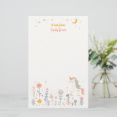 Whimsical Unicorn Night Garden Stationery Briefpapier (Staand voorkant)