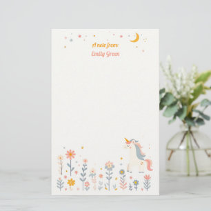 Whimsical Unicorn Night Garden Stationery Briefpapier